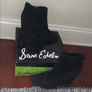 Sam Eldelman Wilson Black Suede Bootie